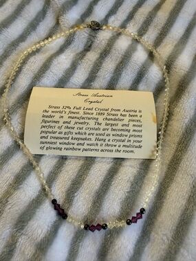 Strass Australian Crysals Necklace with Purple Amethyst Crystals Accent